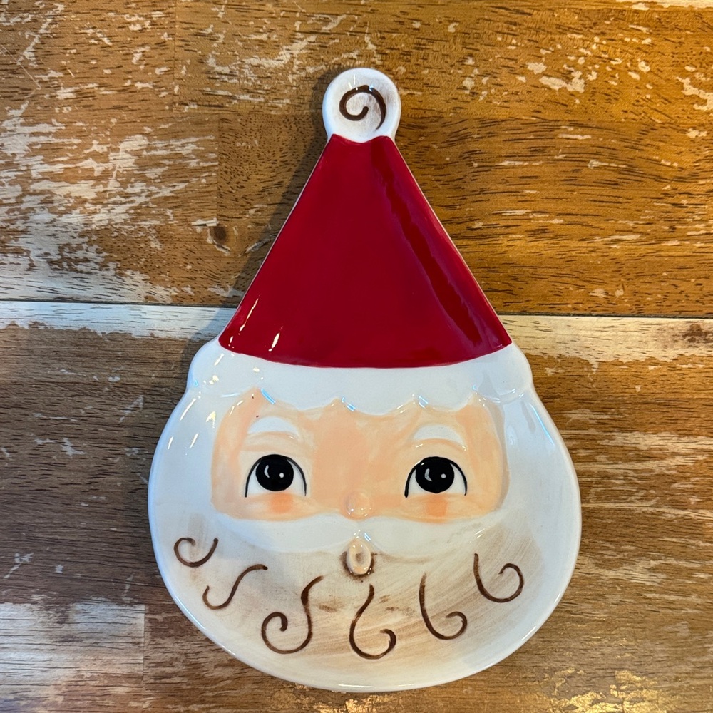 Festive Santa Claus Small Cookie Plate - Red and White